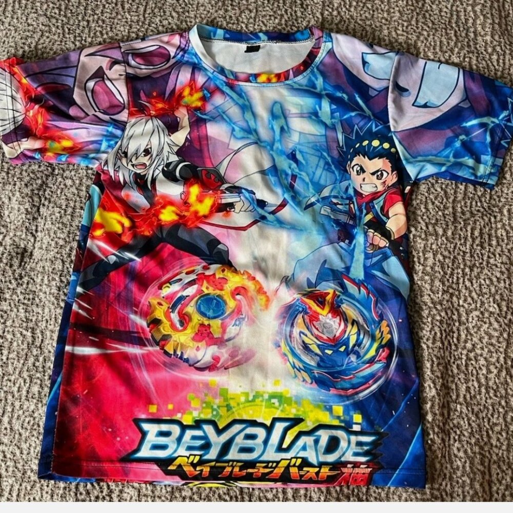 Beyblade Burst Anime Graphic Tee Valt Aoi Shu Kurenai All Over Print Shirt